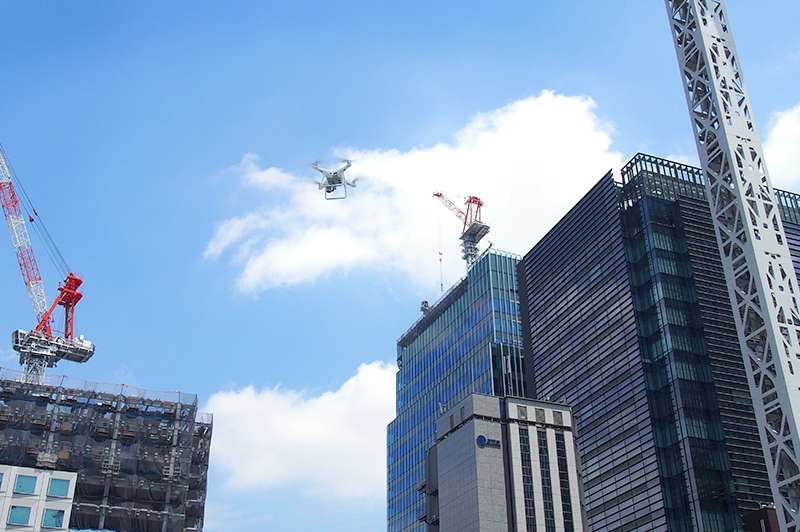 ドローン実証実験を行った「日本橋室町3丁目地区第一種再開発事業A地区」（写真提供：三井不動産）