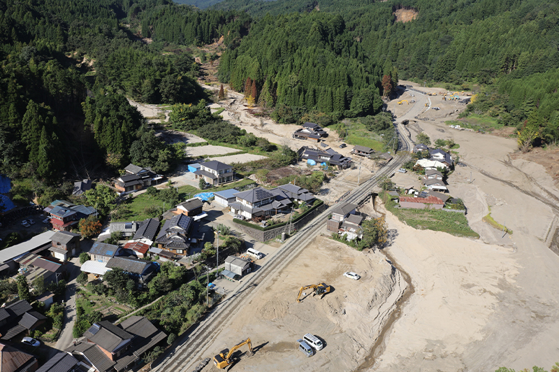 2017年9月29日撮影 九州北部豪雨後の朝倉市・赤谷川・松末地区