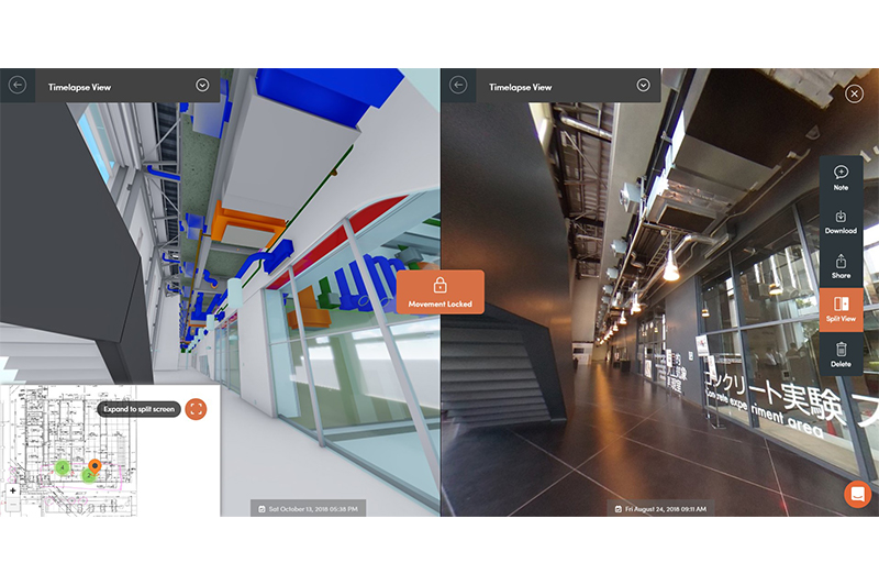BIM（左）と現地画像（右）との比較表示イメージ（提供：大林組）