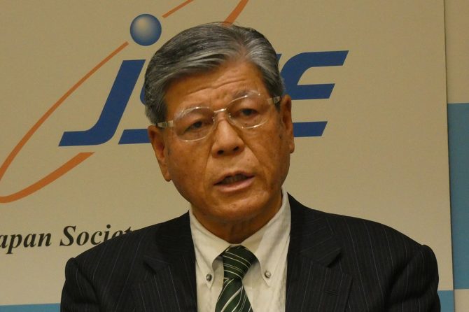 提言内容の想いを語る谷口博昭会長（コロナ後の"土木"のビッグピクチャー特別委員会委員長）