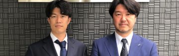 株式会社FLIGHTSの峠下周平社長（左）と、株式会社特殊高所技術の和田聖司会長