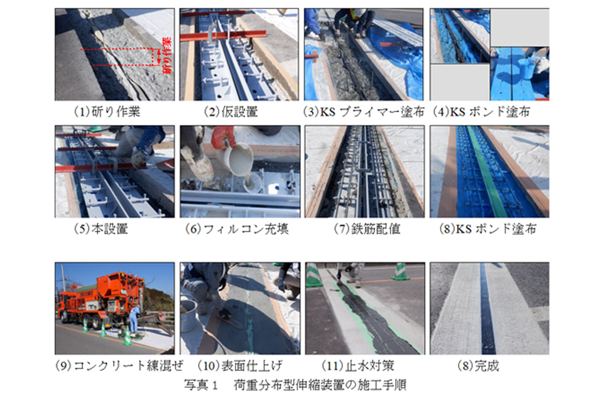 写真-1：荷重分布型伸縮装置の施工手順