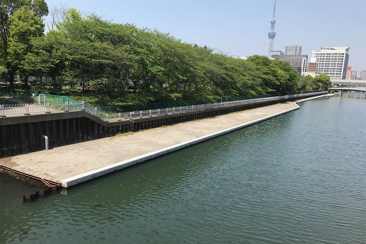 施工前の横十間川の護岸