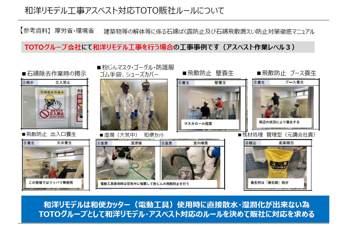 和洋リモデル工法アスベスト対応TOTO販社ルール