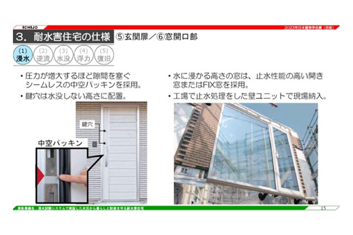 窓は止水性能が高いFIXと開き窓の組み合わせ