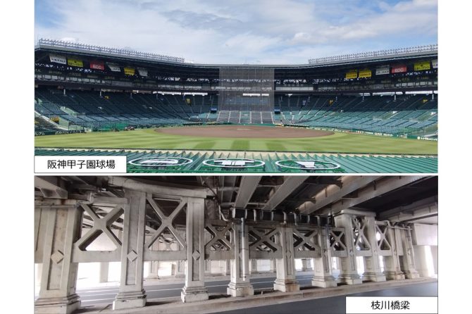 土木学会選奨土木遺産に選定された阪神甲子園球場と枝川橋梁