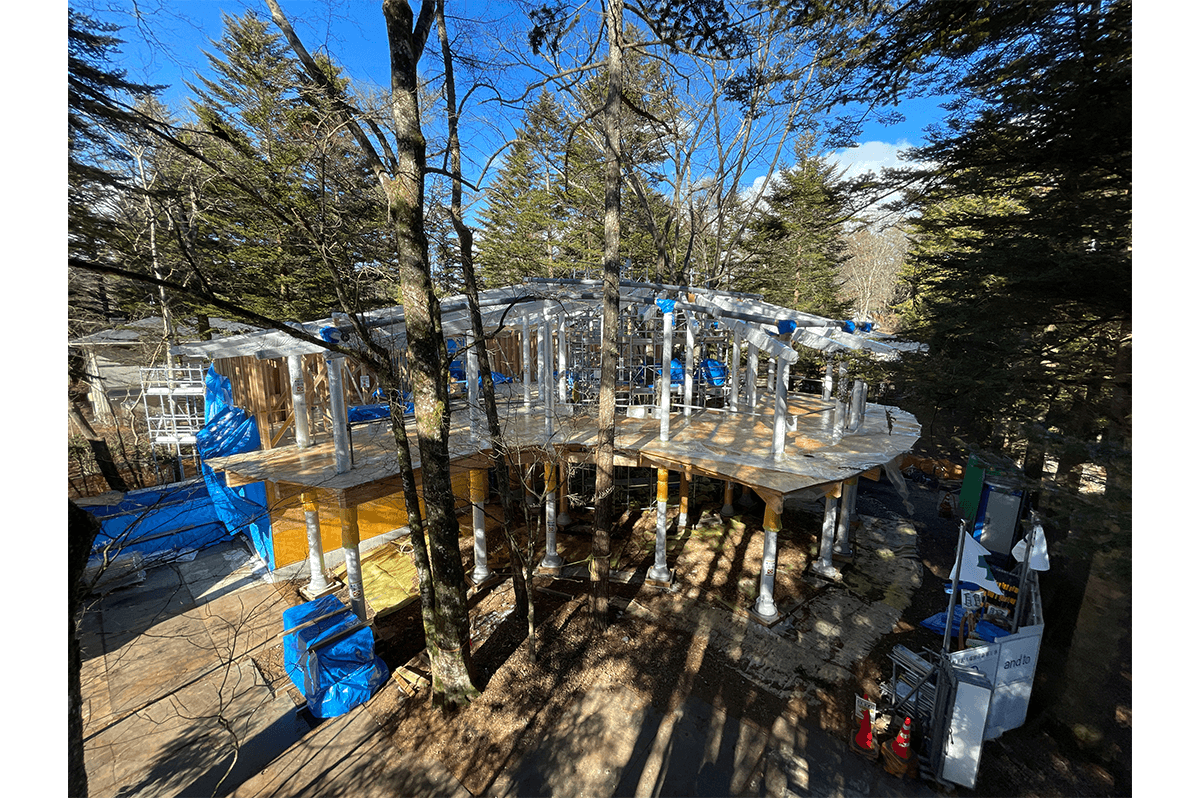 山口くんが作成した構造モデリングをもとに、組み立てられた建築物(山口くん提供)