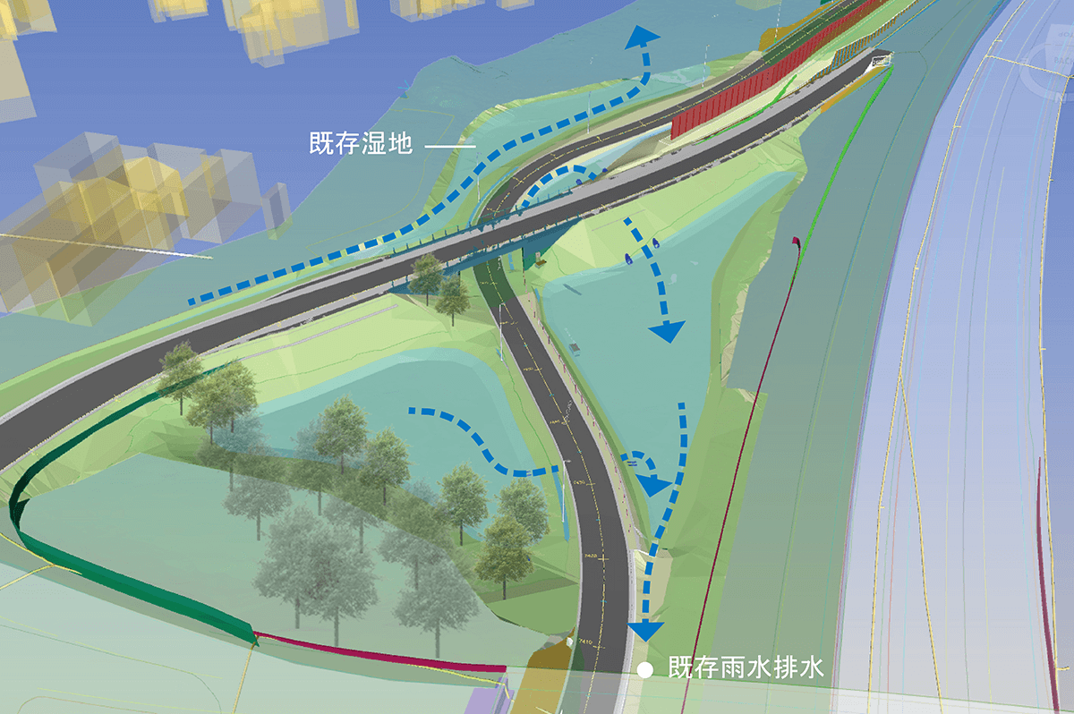 マルチコンサルト社時代、雨水を貯留浸透する緑地をCivil 3Dによって設計(本人提供)