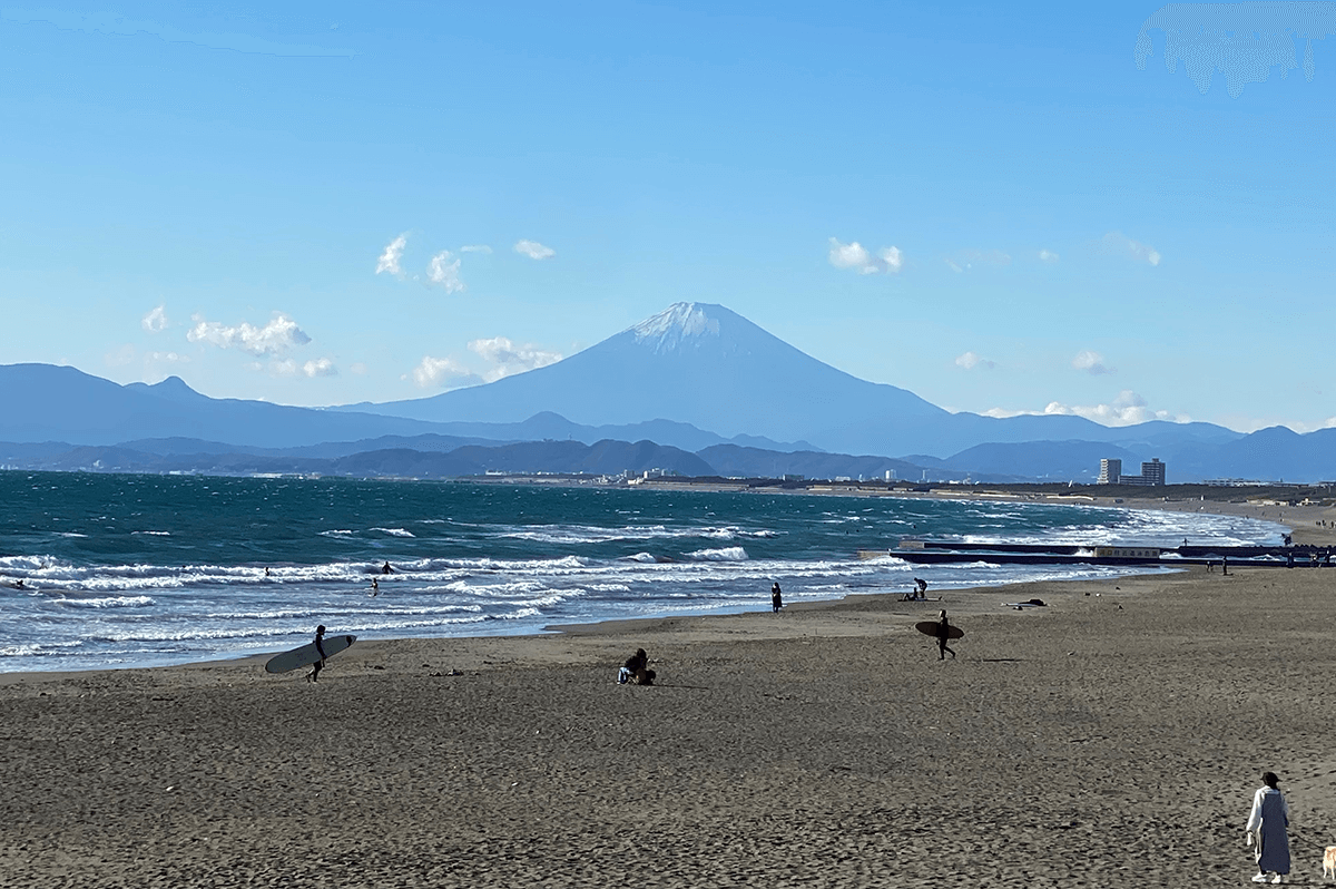 プライベートで訪れた神奈川の鵠沼海岸（井上さん写真提供）