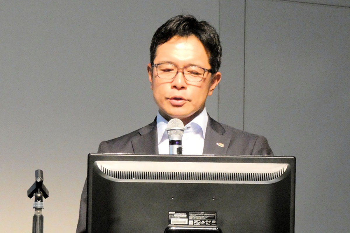 講演した森建設社長の森義大氏