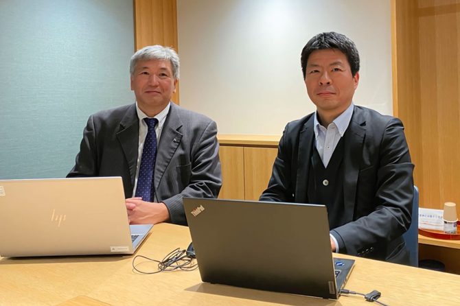 左から、株式会社長谷工コーポレーション建設部門執行役員の原英文氏、日本コントロールシステム株式会社3Dプロファイリングユニットリーダーの清水大樹氏