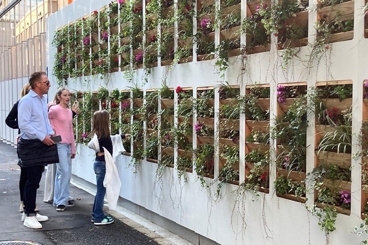 都内の現場で採用された、仮囲い壁面緑化